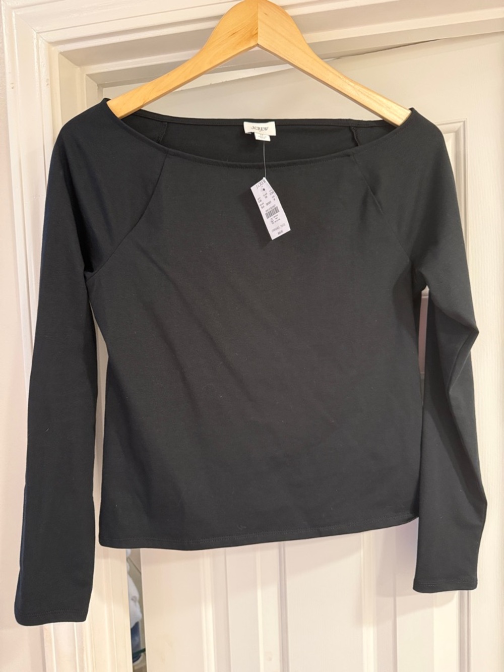 J. Crew Black Long-Sleeve Boatneck Top